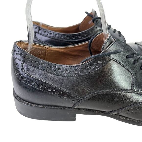 Aston Grey Collection Cross Mens Black Leather Wingtip Oxford Dress Shoes sz 9 - Picture 12 of 16